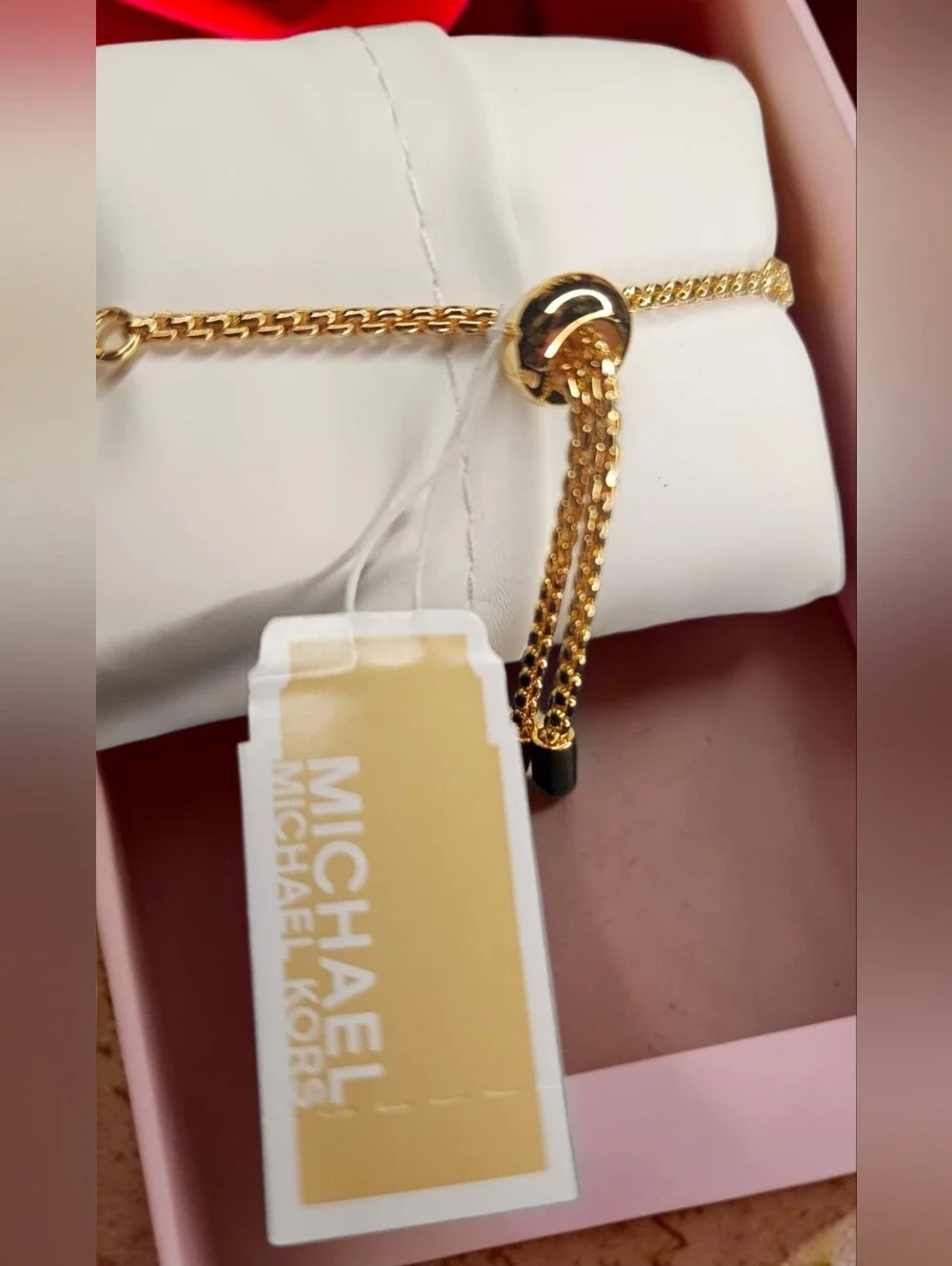Michael Kors Gold-Tone Fulton Logo Double-Layer Chain Bracelet NWT